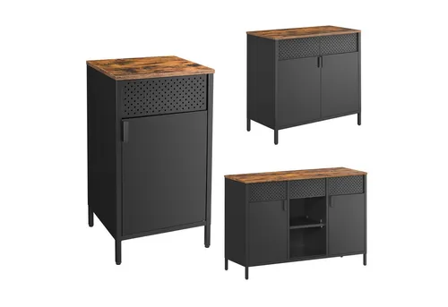 SONGMICS Metallschrank mit Doppeltür, vintagebraun-schwarz von SONGMICS