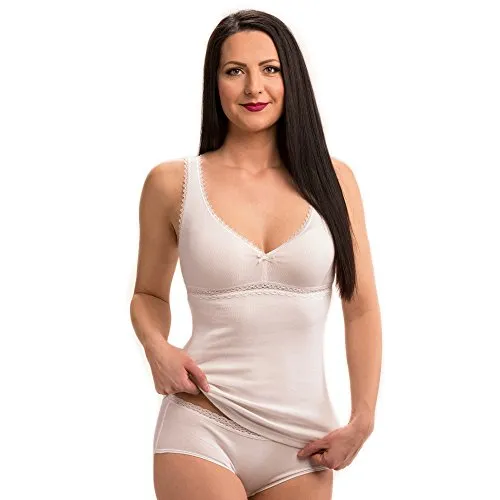 HERMKO 15804740 Damen BH-Hemd aus 100% Bio-Baumwolle, Farbe:weiß, Größe:40/42 (M)