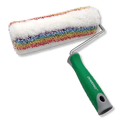 DEWEPRO® 25cm Farbroller inkl. Steckbügel - langflorige Farbwalze mit ergonomischem 2-Komponenten-Griff - geeignet für Dispersionsfarben, Acrylfarben, Latex-Farben, Silikon- und Silikat-Farben