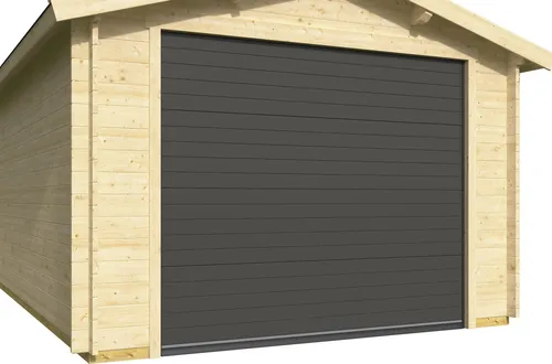 Fjordholz Holzgarage Modell Quickborn 44 - Massive Holzgarage aus 44mm starken Wandbohlen, ideal für alle Wetterlagen. Mit hochwertigen Toren und Fenstern, sowie individuellen Anpassungsmöglichkeiten. Perfekt für Ihren Garten!
