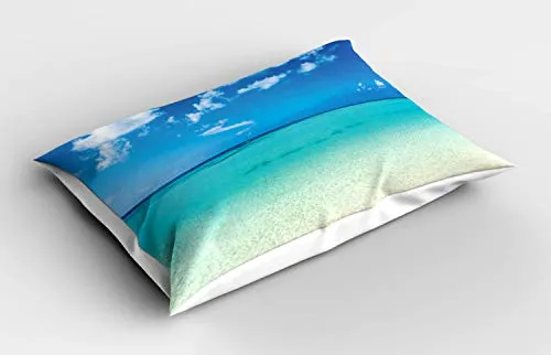 ABAKUHAUS Sommer Kissenbezug, Meer verträumten Meer Strand, Dekorativer Standard King Size Gedruckter Kissenbezug, 80 x 40 cm, Türkis Blau