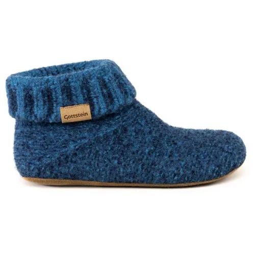 Gottstein Hüttenschuh Knit Boot - Filz-Hausschuh aus 100% Schurwolle für Damen & Herren in Blue, Größe 44 - Hausschuhe aus 100% Schurwolle, nachhaltig in Österreich gefertigt, temperaturregulierend für ganzjährigen Komfort und mit nahtloser 3D-Stricktechnologie.