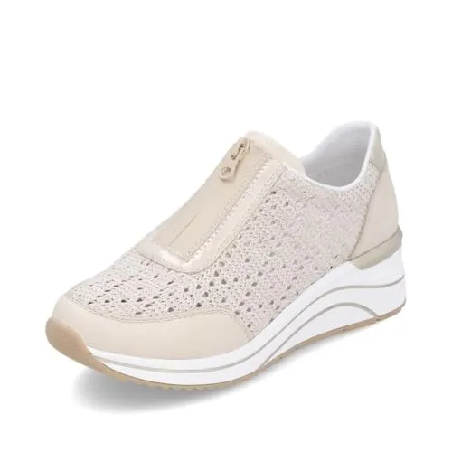 Remonte Damen Low-Top Sneaker D0T15, Frauen Halbschuhe,lose Einlage,straßenschuhe,Strassenschuhe,Freizeitschuhe,Turnschuhe,beige Kombi (60),39 EU