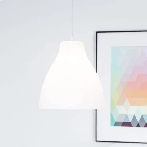 Lightbox dekorative Hängelampe - Pendelleuchte im schlichten Design - in der Höhe kürzbar - Kunststoff Weiß - 28cm Durchmesser