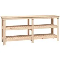 vidaXL Werkbank aus massivem Kiefernholz 181x50x80 cm - Robuste Werkbank aus unbehandeltem Kiefernholz, ideal für die Werkstatt mit viel Stauraum und rustikaler Optik. Perfekt für handwerkliche Projekte und einen organisierten Arbeitsbereich.