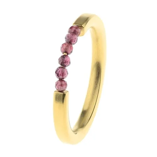 Ernstes Design Ring R743 Granat Edelstahl vergoldet von Ernstes Design