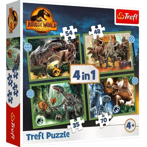 Puzzle 4in1 Fierce Dinosaurs Jurassic World Trefl 5900511346077