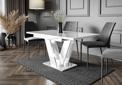 Design Esstisch PA-555 ausziehbar Hochglanz 120 in weiß von Design Impex