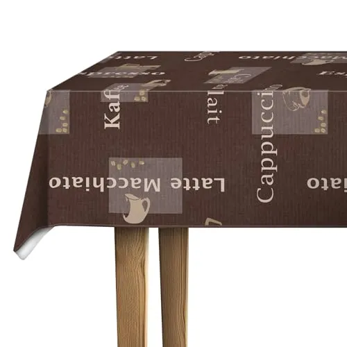 d-c-fix Wachstuchtischdecke – Cappuccino schoko (150 x 250 cm oval) – Tischunterlage für Küchen- und Esstisch – lebensmittelechtes & abwaschbares Esstischset