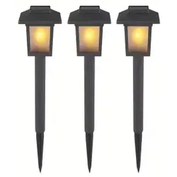 Globo LED-Solarspieß Fackel 8 cm x 8 cm x 37 cm Schwarz 3er-Set