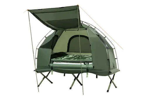 Campingzelt mit Feldbett, Luftmatratze & Vorzelt 194x87x167cm