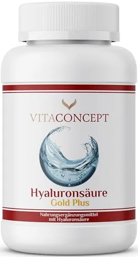 Hyaluronsäure I 120 Kapslen I 500 mg pro Kapsel I hochdosiert I vegan I laborgeprüft I Hyaluron 500-700 kDa I VITACONCEPT