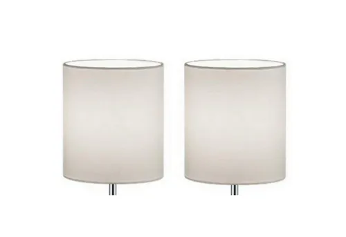 Lichthandel Hoch Lampenschirm grau / weiß 2 Stück Lampenschirm für Tischlampe E14 Stoffschirm