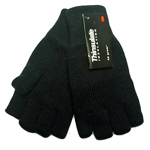 Thinsulate Fingerlose Handschuhe für Erwachsene, Einheitsgröße, Schwarz