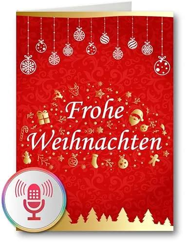 PlayMegram Audio Weihnachtskarte, 1 Minute Aufnahme und Abspielen per Knopfdruck, Aufnahmefunktion für Sprachnachrichten und Musik, Kreative Geschenkidee