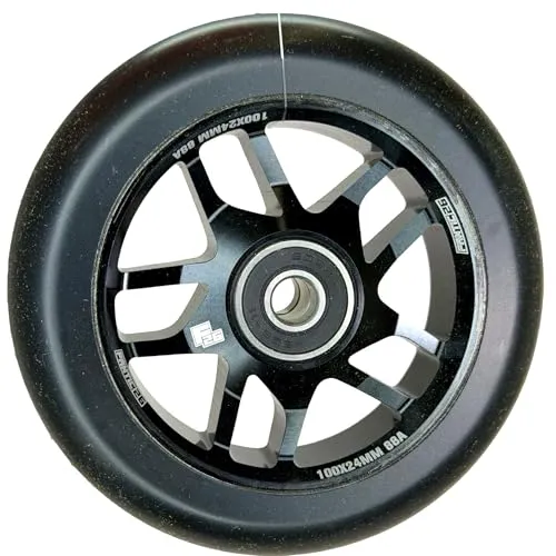 Fantic26 BASE Stunt Scooter Rolle I Trick I Tret I Kinder I Roller I Reifen I Rad I Ersatz I Wheel I 100mm I ABEC-11 I Schnell I Leise I Park I Street (Schwarz/Pu Schwarz)
