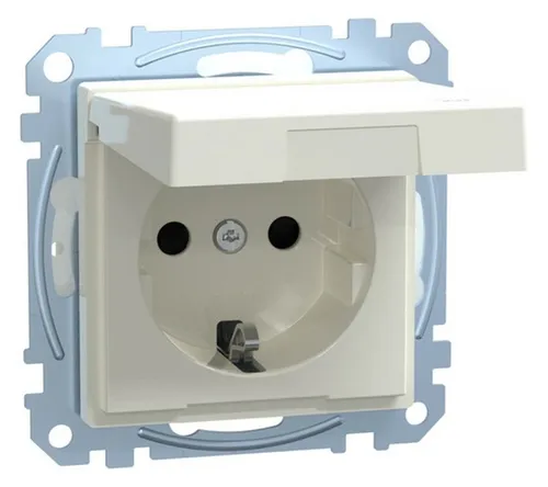 Merten MEG2314-0319 Steckdose mit Klappdeckel, IP44, Berührungsschutz und einfach nachrüstbarem QuickFlex-Modul für mehr Sicherheit und Flexibilität - 