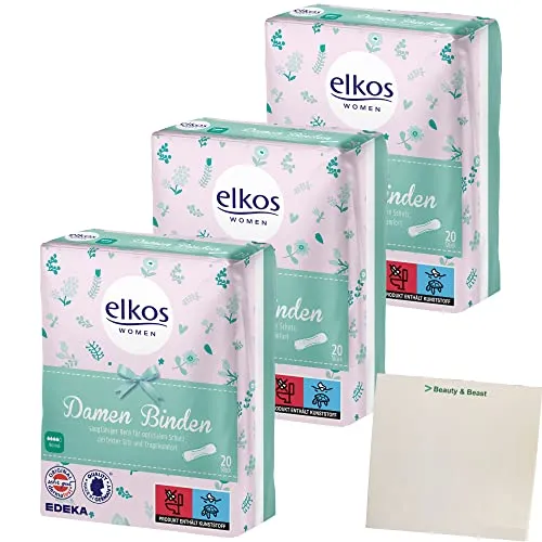 Elkos Damen Binden 3er Pack (3x20Stk) + usy Block
