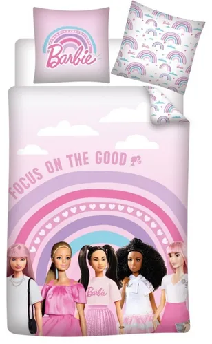 Barbie Bettwäsche Set, 100 % Baumwolle für Einzelbett in pink von Aymax