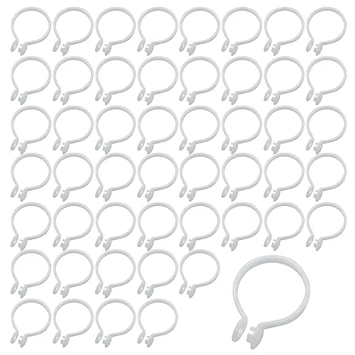 UMCHU 50 Stück Vorhangringe zum Öffnen, Duschringe, Kunststoffringe zum Aufhängen für die Duschstange, für Fenster, Duschvorhänge (weiß)