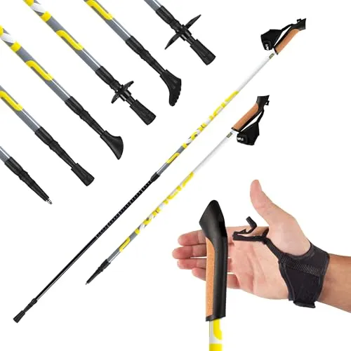 Nordic Walking Stöcke Premium White - Superleichte Aluminium Stöcke mit ergonomischem Korkgriff, inklusive Tragetasche und ideal für jedes Fitnesslevel