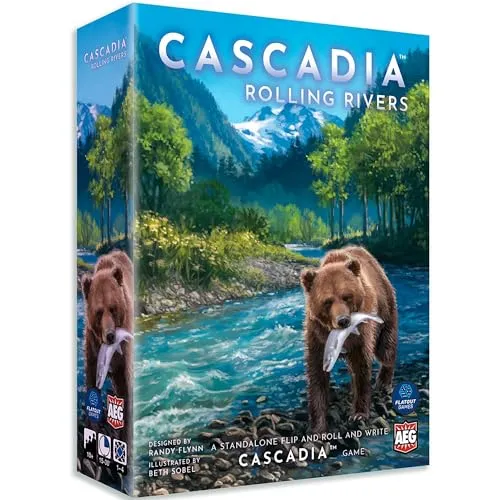 Alderac Entertainment | Cascadia Rolling Rivers Brettspiel auf Englisch für die ganze Familie | Strategiespiel mit Würfeln für 1-4 Spieler | Die Tierwelt des Pazifischen Nordwestens