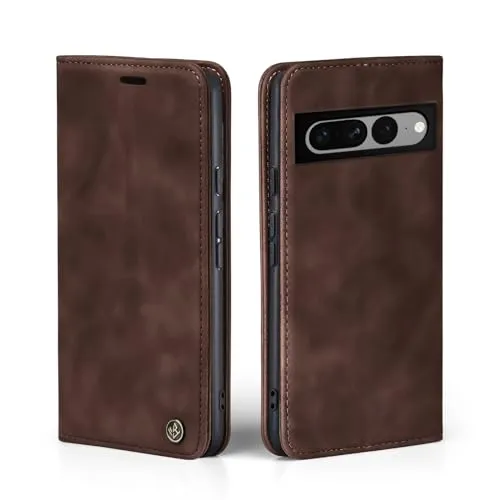 LBH Handyhülle für Google Pixel 7 Pro in Dunkelbraun mit Karten- und Geldfach Smartphone Hülle mit Standfunktion Flip Case Schutzhülle Magnetverschluss Vintage