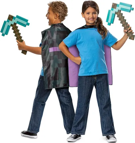 Disguise Minecraft Pickel und Cape Kostüm Set - Actionfiguren - Offizielles Minecraft Kostüm Zubehör für Kinder, inklusive detailgetreuer Spitzhacke und Umhang für authentisches Spielerlebnis.