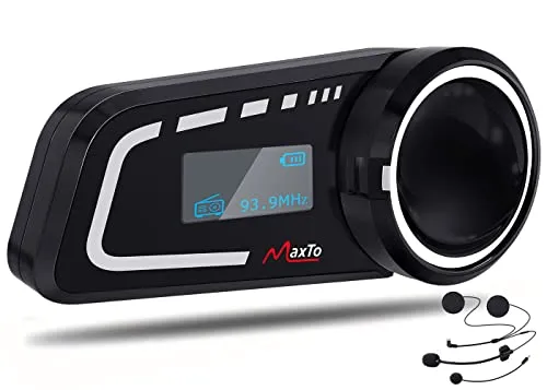 MAXTO Motorrad Bluetooth Headset M2C 1000M 6 Fahrer Gruppe Helm Kommunikationssystem mit LCD Bildschirm Universal Motorrad Intercom Wasserdicht Casco de Motor Intercomunicador FM/GPS/Siri(1 Pack)