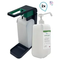 Blanc Hygienic Hebelspender Set mit 2x 1L Lotion Cremeseife - Praktisches Set mit 1.000ml Hebelspender und 2x 1L Lotion Cremeseife. Robuster ABS Kunststoff, einfache Wandmontage und intuitive Bedienung für hygienisches Dosieren.