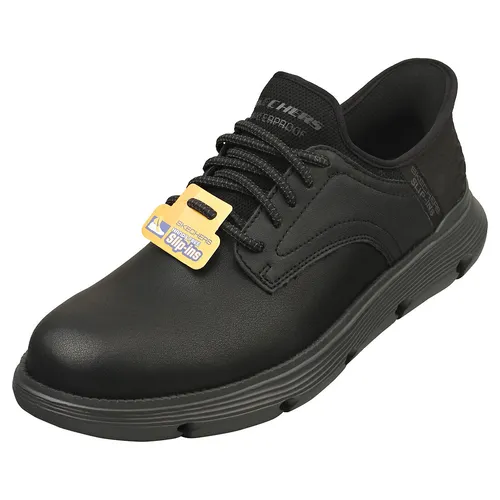 Skechers GARZA - CARLYN Herren Sneakers Slip-ins Waterproof 205278 BBK schwarz - Sneaker mit wasserdichtem Obermaterial aus Glattleder und komfortabler Air-Cooled Memory Foam Innensohle für optimalen Halt und Stil im Alltag.