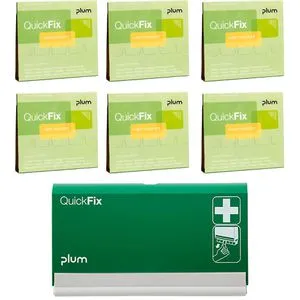Plum Pflaster QuickFix Water Resistant, 270 Strips - Nachfüllset für wasserfeste Wundpflaster mit 270 elastischen Strips (7,2 x 2,5 cm) und praktischem Spender – ideal für eine einhändige Anwendung und optimalen Schutz vor Umwelteinflüssen.