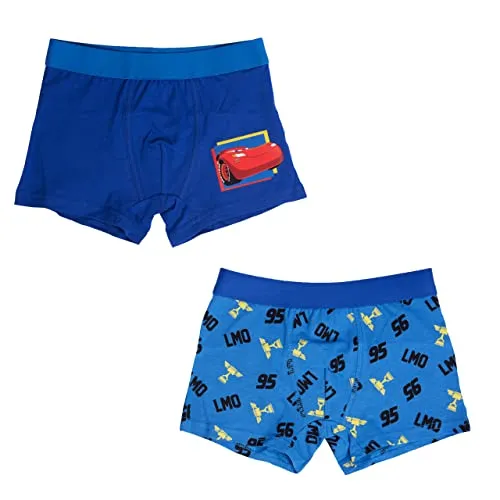United Labels Disney Cars - Lightning McQueen Boxershorts für Jungen Unterhose Unterwäsche Blau (2er Pack) (as3, Numeric, Numeric_122, Numeric_128, Regular)