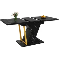 Ausziehbarer Esstisch aus Holz – 110 cm auf 140 cm erweiterbar - Praktischer Esstisch für Küche und Esszimmer, ausziehbar auf 140 cm. Robuste MDF-Tischplatte mit edler Marmoroptik, ideal für gesellige Zusammenkünfte und einfach zu reinigen.