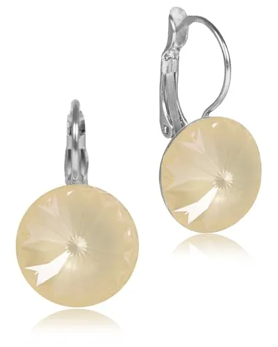 LUISIA Ohrringe Rivoli mit Kristallen von Swarovski (14 mm, Matt Linen Creme)