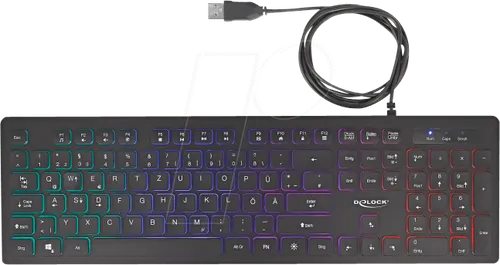 DeLOCK 12625 Tastatur USB QWERTZ Deutsch Schwarz - Tastaturen, ergonomisches Design für komfortables Tippen und ideal für Büro und Home Office