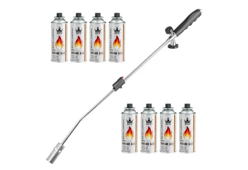 Mianova Unkrautbrenner mit Piezo-Zündung - Unkrautbrenner für effiziente Unkrautvernichtung bis 1300 °C, mit 8 Gaskartuschen für bis zu 24 Stunden Nutzung – umweltfreundlich und vielseitig einsetzbar als Grill- und Kohleanzünder.