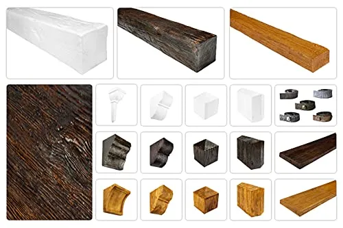 DECO WOOD Deckenbalken modern aus Polyurethane, 2m Länge, PU Balken Holzoptik (dunkelbraun