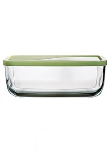 Pasabahce 8693357193604 Rechteckiger Behälter, grüner Deckel, 1,7 l, 21 x 13 x 8 cm