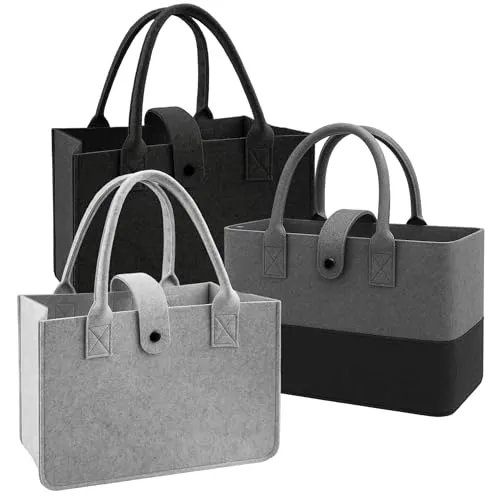 FZSECRIU 3 Stück filztasche,30cm*20cm*18cm filztaschen shopper,einkaufstasche,einkaufskorb klein,kleiner einkaufskorb,einkaufstasche klein