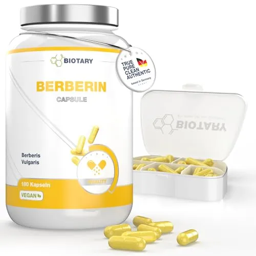 Berberin 1000 mg Tagesportion - Hochdosierte Premium Qualität - Pränatale Vitamine: 180 vegane Kapseln aus 97% Berberis Vulgaris für optimale Bioverfügbarkeit und sehr gute Verträglichkeit, ideal für eine 3-Monatsversorgung.