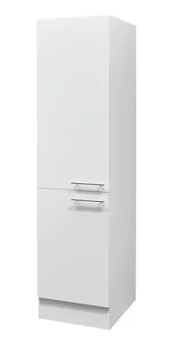 möbelando Eddy Moderner Vorratsschrank Küche in Weiß matt - Hoch- & Midischränke fürs Bad, geräumiger Küchenschrank mit 5 Fächern für optimale Stauraummöglichkeiten und leicht zu montieren.