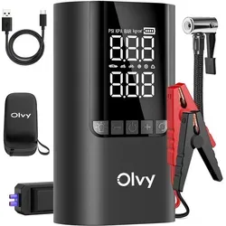 Olvy Starthilfe Powerbank mit Kompressor 6000A – Leistungsstarker Auto-Starter für 12V Fahrzeuge