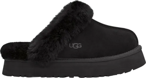 UGG Disquette Pantoffeln Damen - Stylische Damen-Hausschuhe mit 1-Zoll-Plateausohle, aus hochwertigem Schaffell und Wildleder, bieten ultimativen Komfort und perfekte Dämpfung für drinnen und draußen.