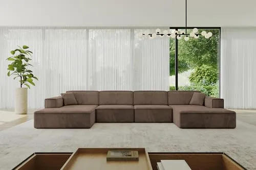 Altdecor Wohnlandschaft Braun 6-Sitzer U-Form - Vielseitige Eckcouch in U-Form für hohen Sitzkomfort. Robuste Konstruktion und hochwertige Polsterung bieten Stabilität und Entspannung. Ideal für stilvolle Wohnzimmer und gesellige Abende.
