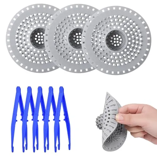 Stück Abflusssieb, Haarfänger Dusche Abfluss Abdeckung, Duschablauf Haarsieb mit 5 Pinzetten, Silikon Haarsieb Dusche Für Küche, Dusche, Badewanne 3