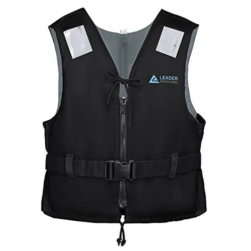 Leader International Schwimmhilfe Erwachsene, Feststoffweste ideal für den Wassersport, Auftriebshilfe bis zu 40N(Schwarz S: 30-50kg)