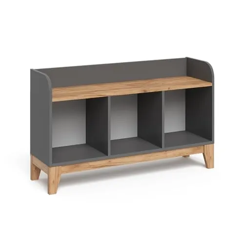 VitaliSpa Kindersitzbank Malia, Grau/Artisan, 107.2 x 63.8 cm - Stylische Kindersitzbank mit Spielzeugaufbewahrung. Bietet Komfort und fördert Ordnung im Kinderzimmer. Ideal zum Spielen und Ausruhen. Pflegeleichte Materialien und kompakte Maße.