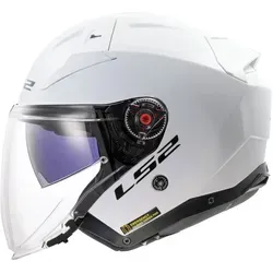 LS2 OF603 Infinity II Solid Jethelm, weiss, Größe S für Männer - Motorradhelm mit langer, ovaler Schale aus HPFC und verstärktem Kinnriemen für optimalen Schutz und Komfort.