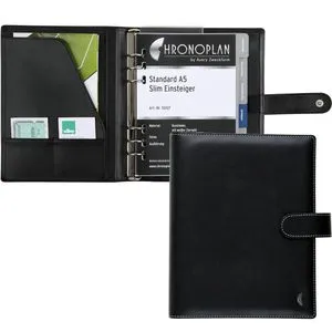 Chronoplan Systemplaner 50107 A5 Einsteiger, schwarz - Agenda aus Kunstleder mit schmaler 6-Ring-Mechanik für ein schlankes Design. Ideal für effiziente Planung und Organisation im Alltag.